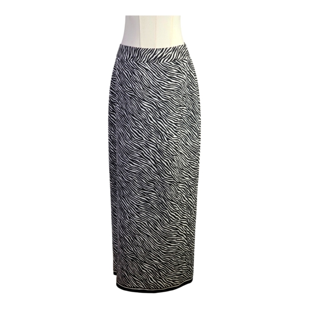 Liz Claiborne Zebra Print Maxi Skirt Y2K NWT Size 8 Black White Animal Print